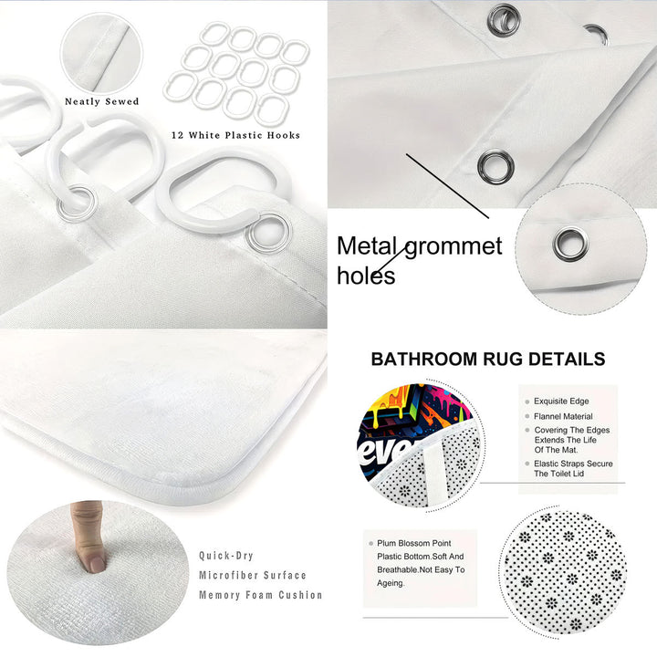 Digital Art-Themed Four-Piece Bathroom Set Bowlift