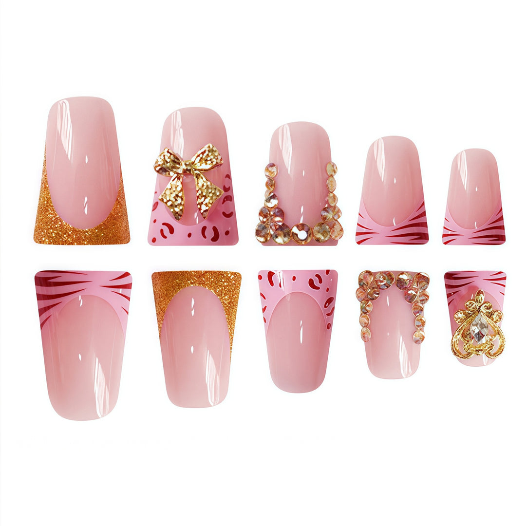 Decorative Gem-Embellished Press-On Nail Extensions Bowlift