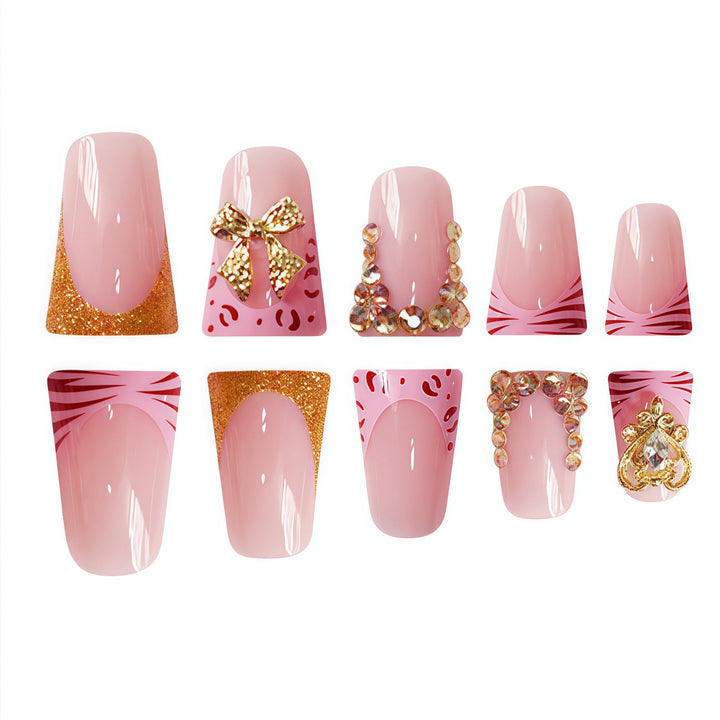 Decorative Gem-Embellished Press-On Nail Extensions Bowlift