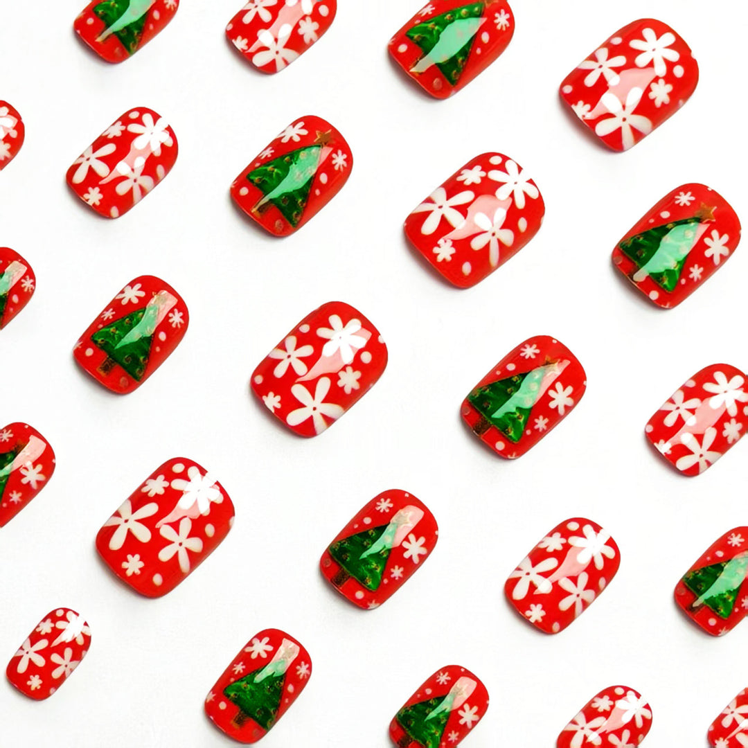 Festive 3D Christmas Tree Nail Art Bowlift