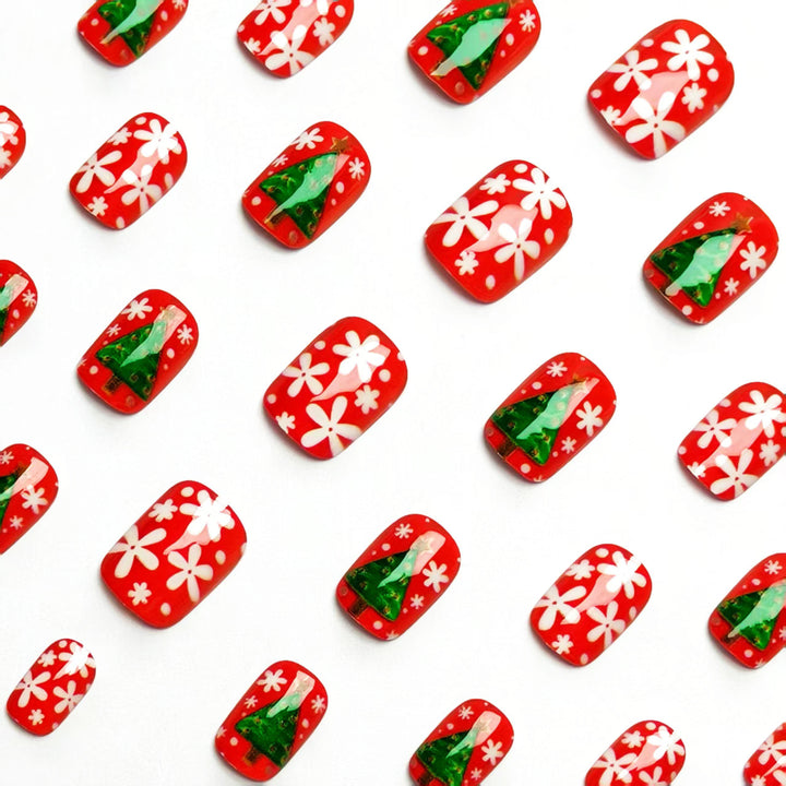 Festive 3D Christmas Tree Nail Art Bowlift