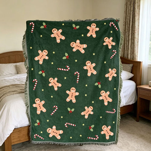 Festive Holiday Tapestry Throw Blanket