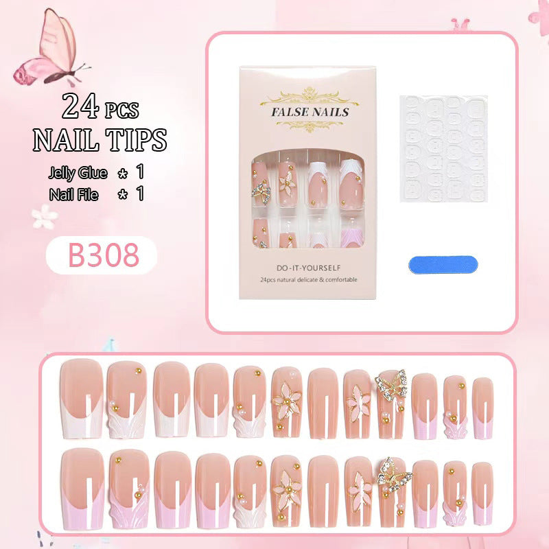 Artificial Nail Tips with Floral Accents Bowlift