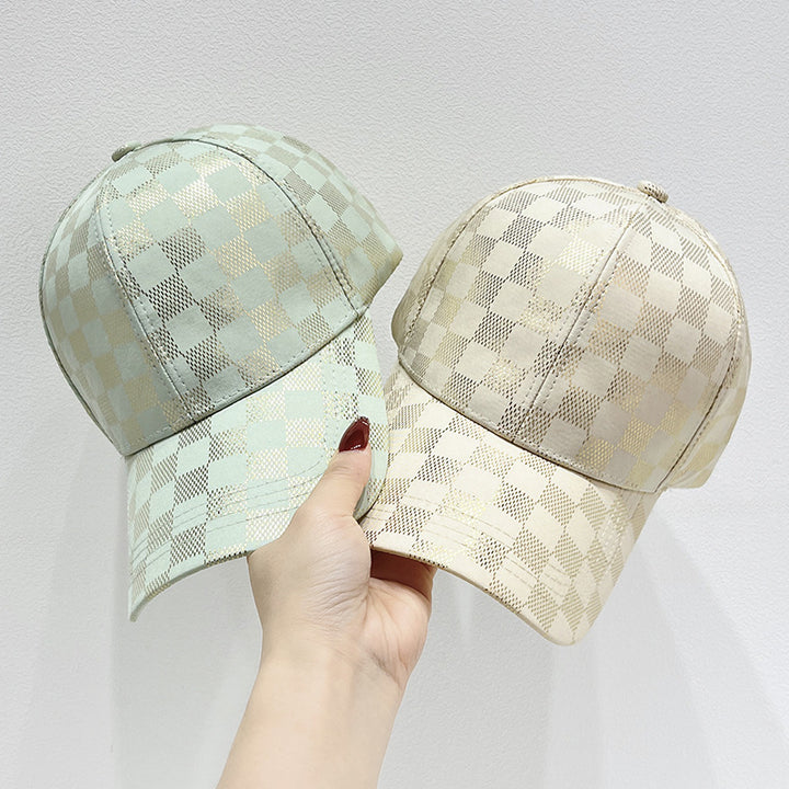 Women's Mesh Checkered Baseball Cap Bowlift