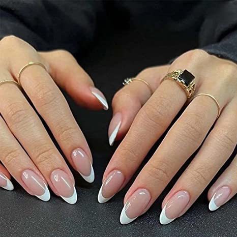 Elegant French Tip Press-On Nail Set Bowlift