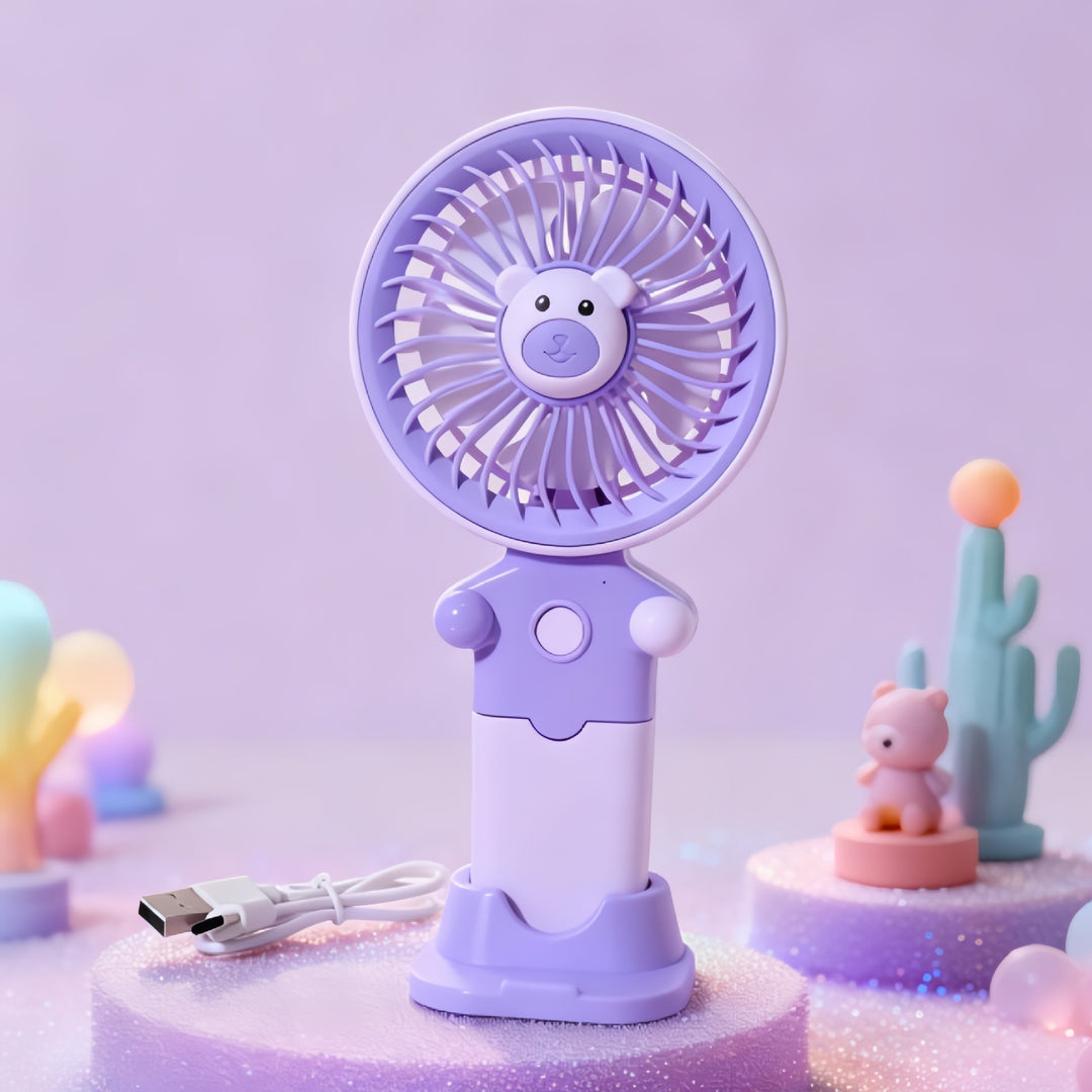 Women's Portable Hand Fan with USB Charging Function and Flexible Tilt Adjustment Bowlift