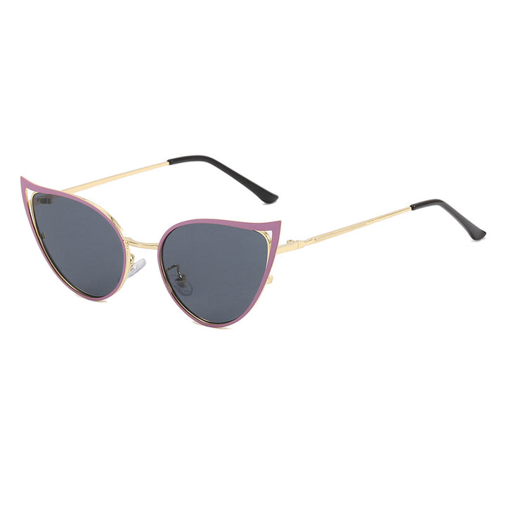 Women's Cat-Eye Sunglasses with Elegant Metal Frame and UV Protection Bowlift