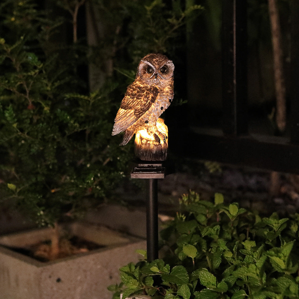 Solar-Powered Owl Garden Stake Light With Realistic Resin Perched Sculpture And Automatic Dusk-To-Dawn LED Bowlift