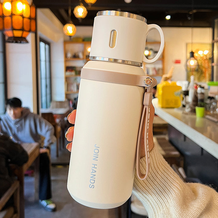Women's Insulated Drinking Bottle with Ergonomic Grip and Leak-proof Lid System Bowlift