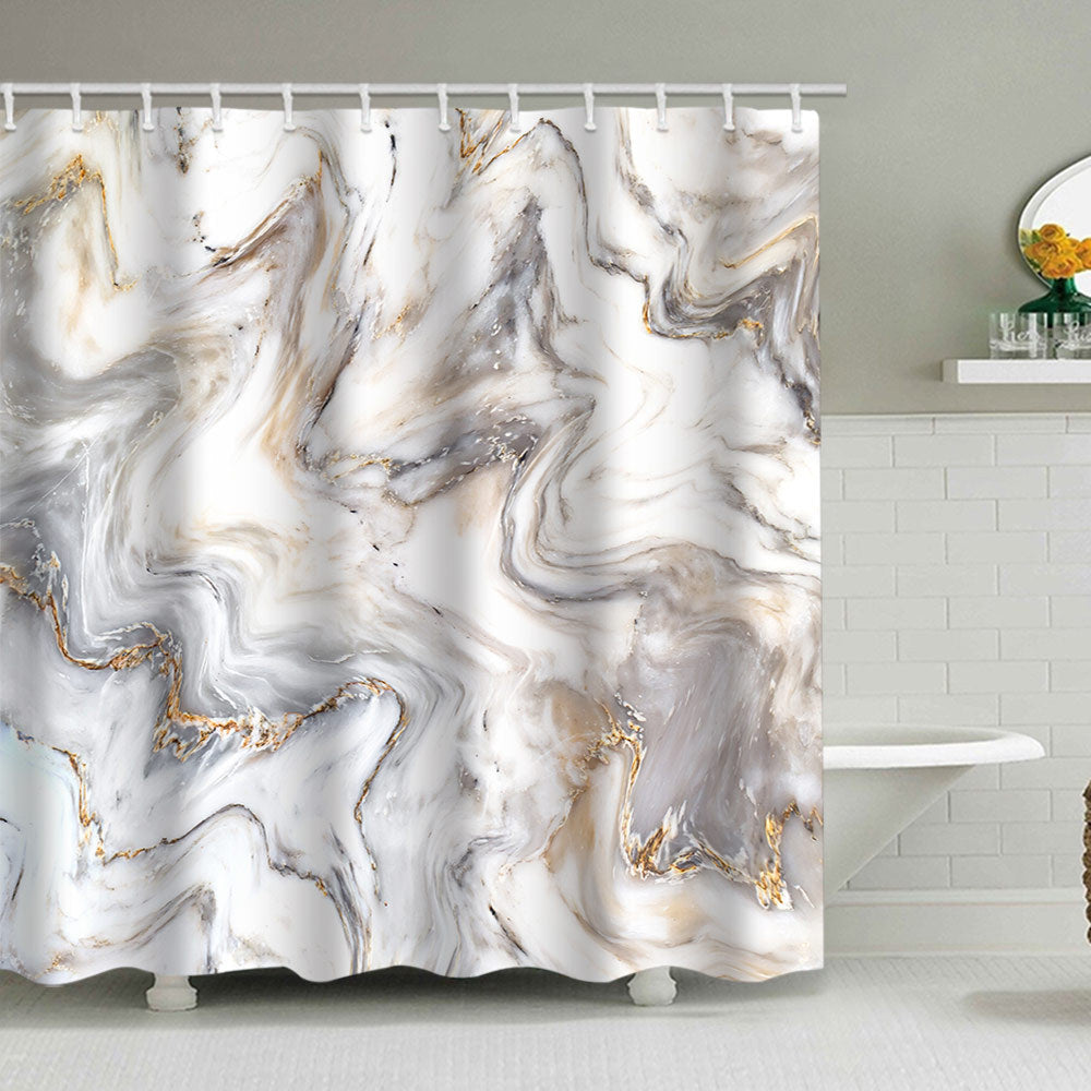 Artistic Marble Design Shower Curtain Bowlift