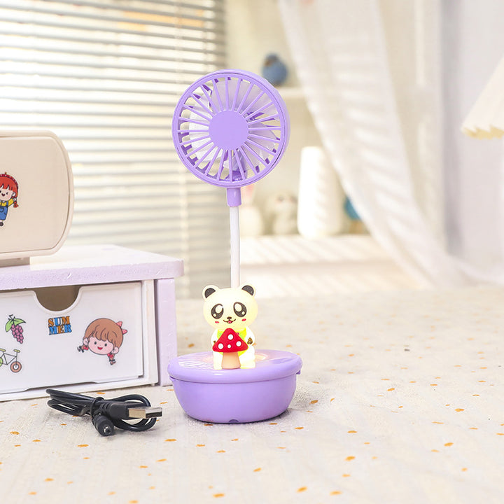 Women Portable Fan with LED Light and Animal Design Bowlift