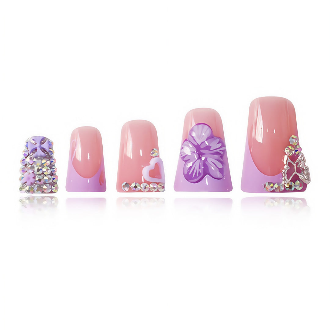 Decorative Floral Press-On Nail Extensions Bowlift 1787913819