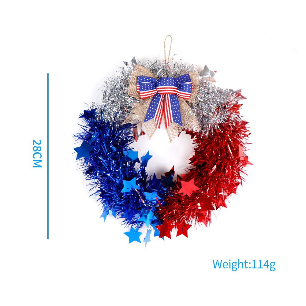 Unisex nan festive tinsel-glitter wreath with star appliqué and jute ribbon bow Bowlift
