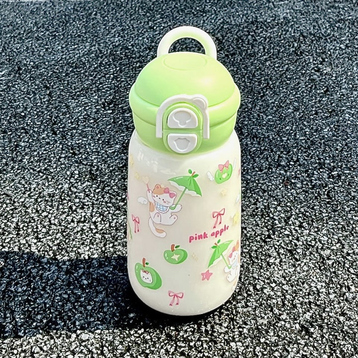Women's insulated drinking bottle with playful animal design and secure flip-top lid Bowlift