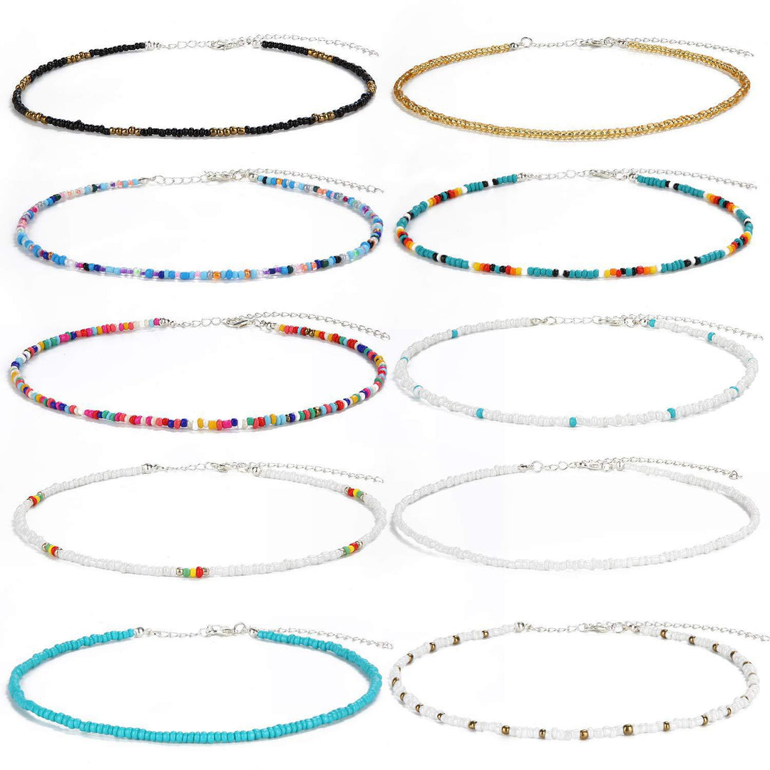 Colorful Beaded Choker Necklace Bowlift