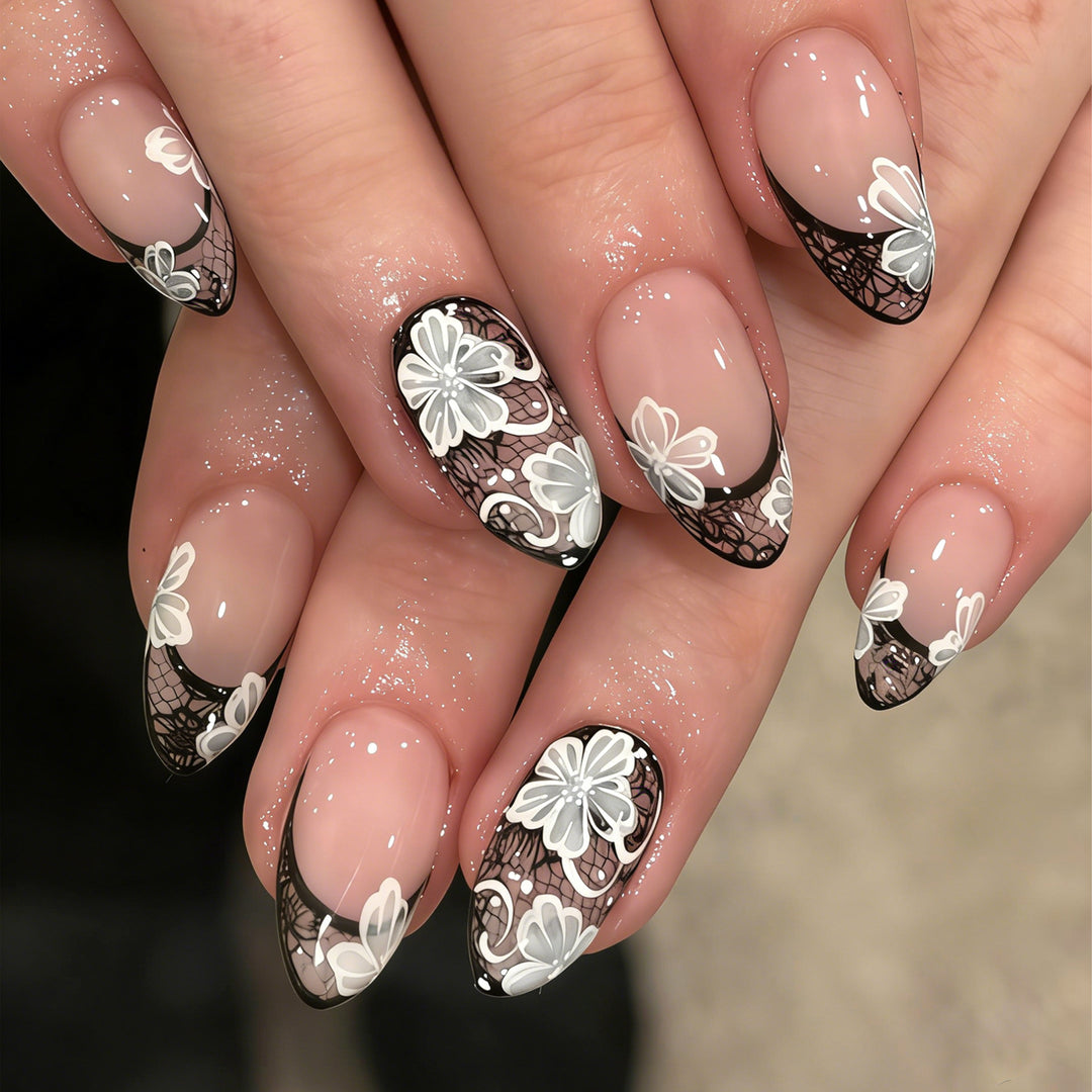 Elegant Floral Lace Nail Art Wraps Bowlift
