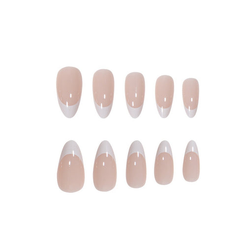Elegant French Tip Press-On Nail Set Bowlift