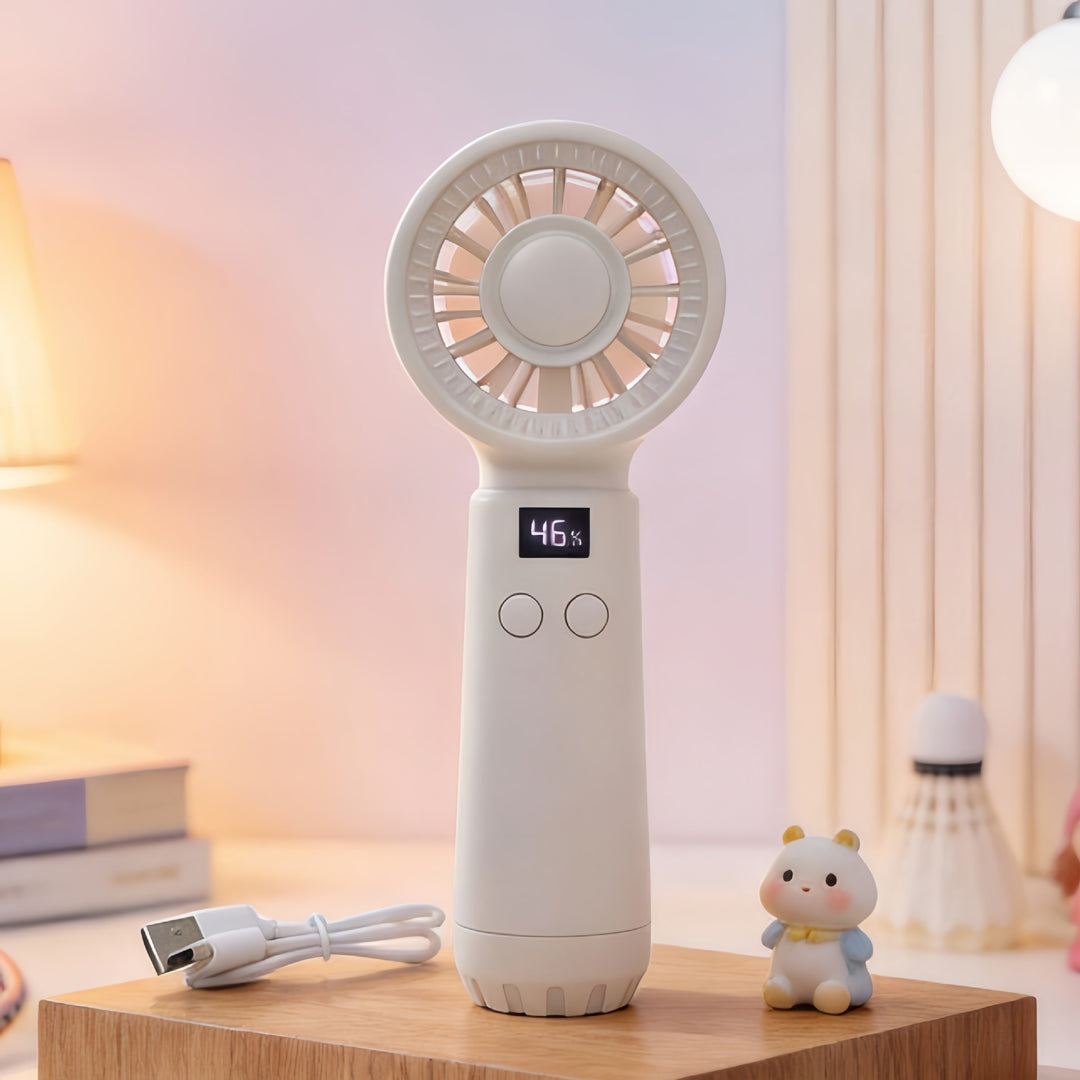 Ladies Portable USB Mini Fan with Digital Temperature Display Bowlift