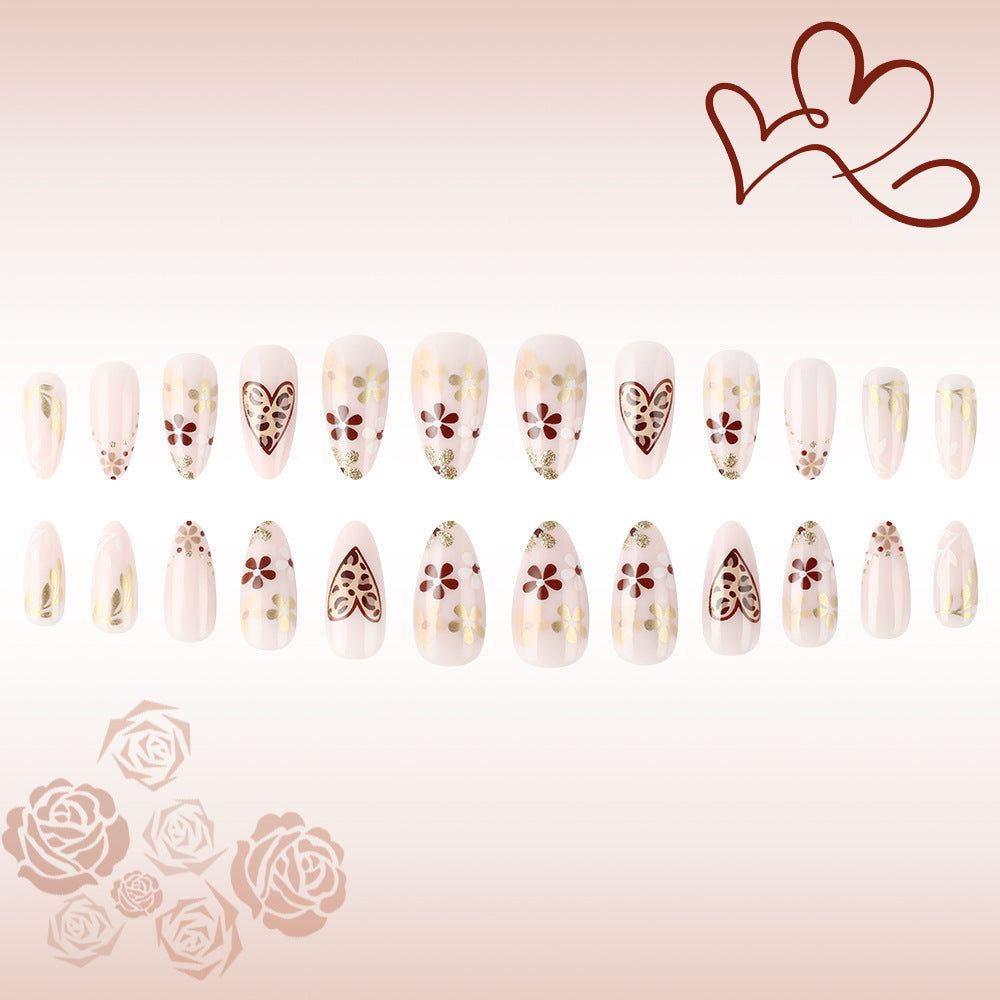 Artistic Floral Design Press-On Nails Bowlift