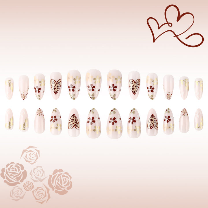 Artistic Floral Design Press-On Nails Bowlift