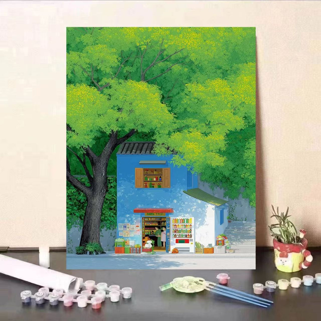 Scenic Coastal Village Canvas Art Bowlift