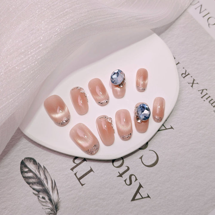 Elegant French Tip Press-On Nails Bowlift