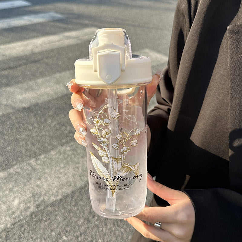 Women's Insulated Drinking Bottle with Elegant Flower Design Bowlift
