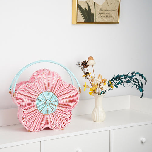 Flower-Shaped Decorative Woven Storage Basket Bowlift