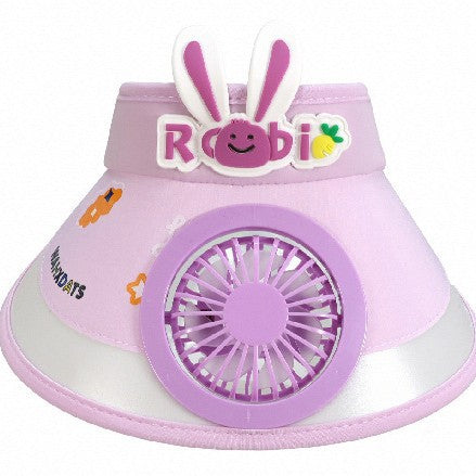 Sun protection with integrated battery fan, adjustable chin strap and cute bunny design Bowlift