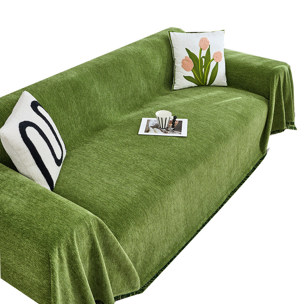 Textured Herringbone Pattern Sofa Throw Blanket