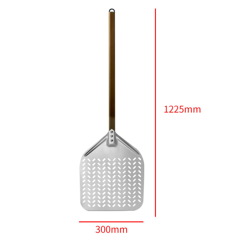 perforated aluminum pizza peel with long ergonomic reinforced handle Bowlift