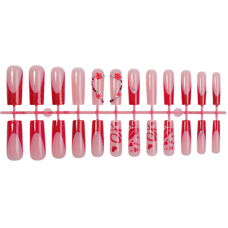 Elegant Press-On Nail Art Set with Floral and Glitter Accents Bowlift