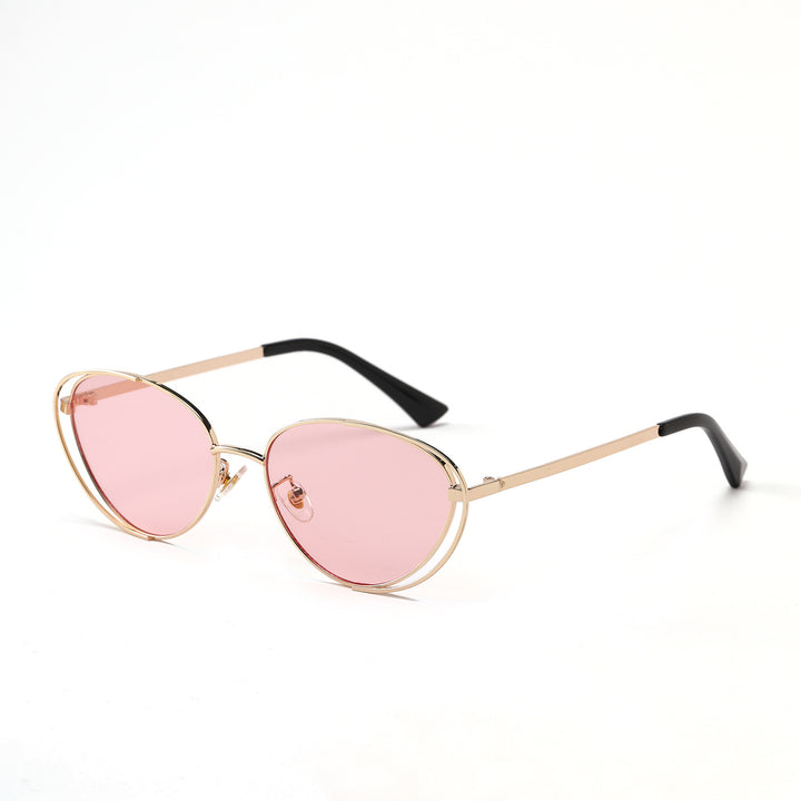 Ladies geometric sunglasses with red lenses and elegant metal frame Bowlift