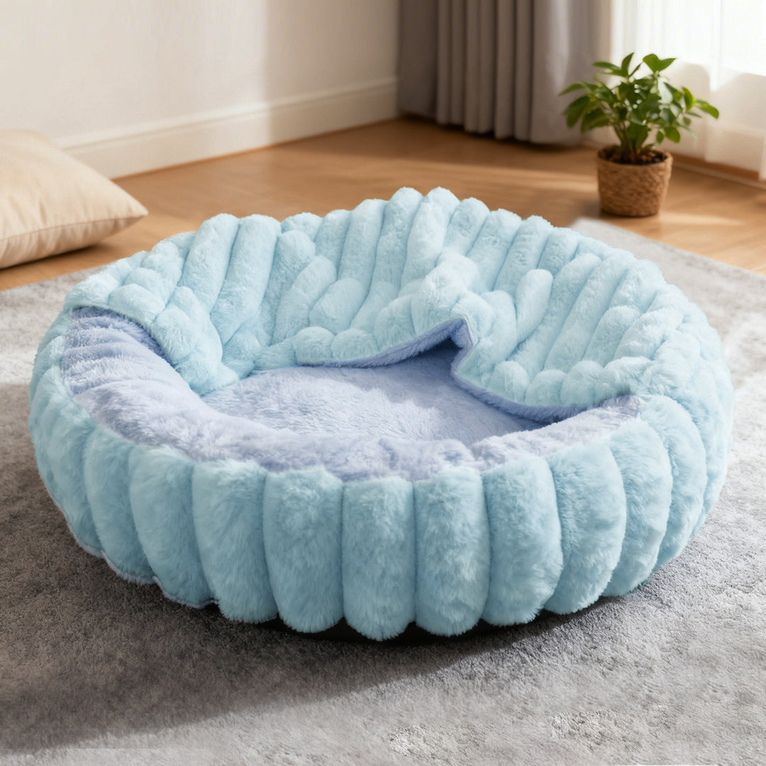 Ladies Cozy and Round Pet Bed with High Edge Bowlift