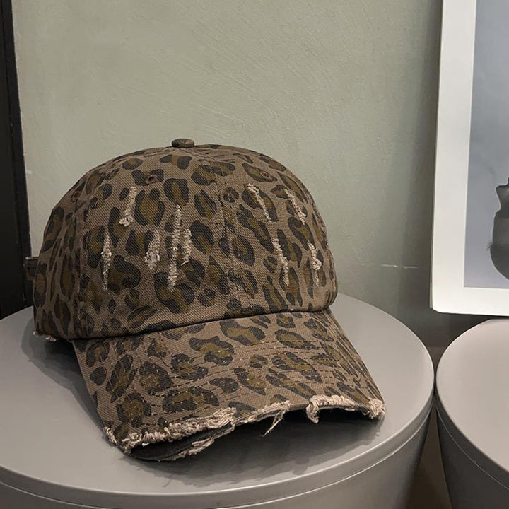 Distressed Leopard Print Baseball Cap