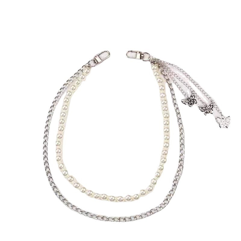 Fashionable belt with pearl and chain pendants Bowlift