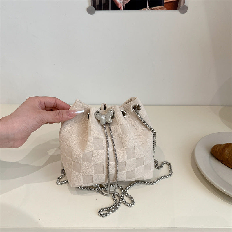 Elegant Woven Drawstring Mini Handbag Bowlift