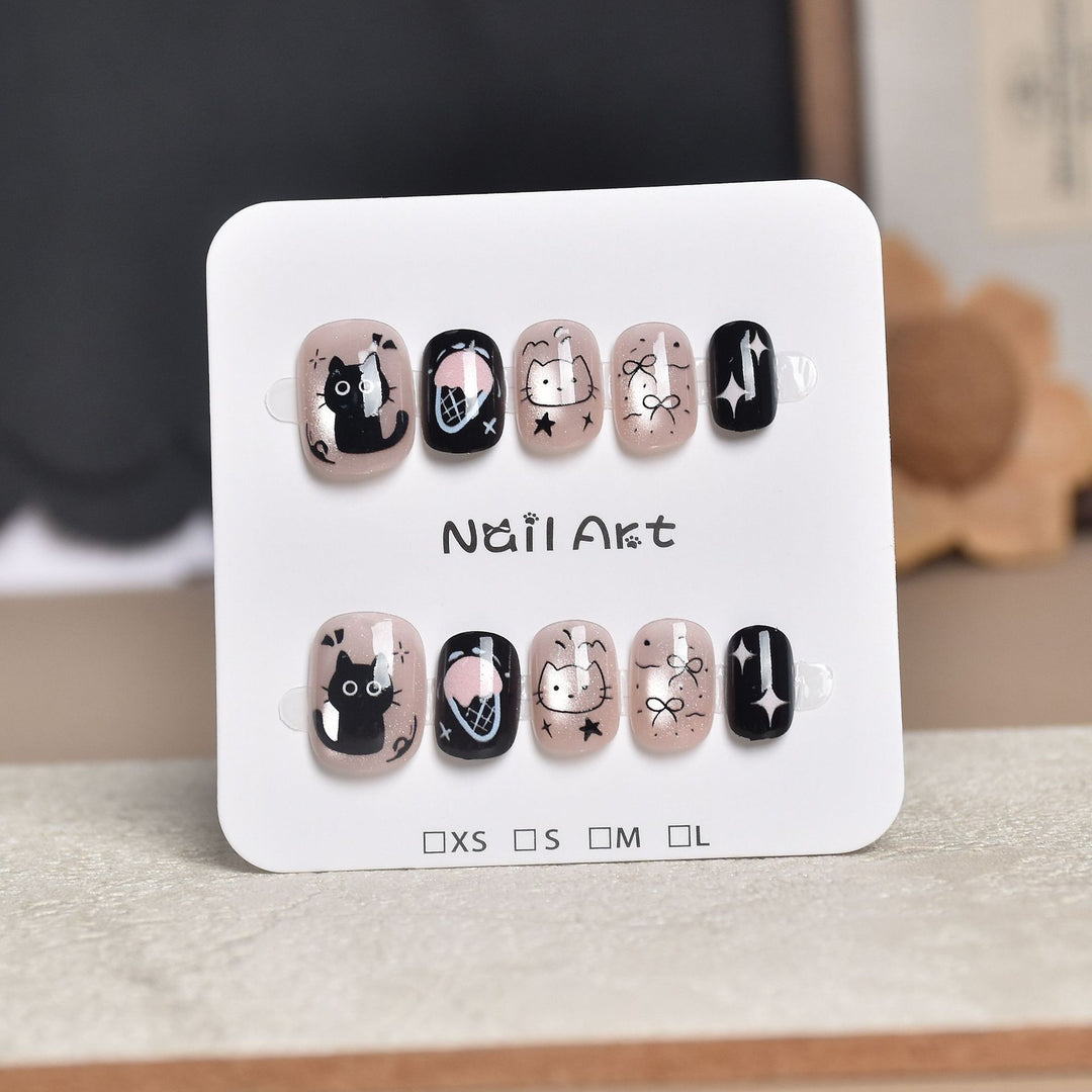 Decorative Press-On Nail Extensions with Floral Accents Bowlift