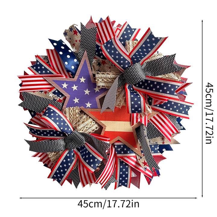 Unisex nan more patriotic door wreath made of ribbon and wooden stars Bowlift