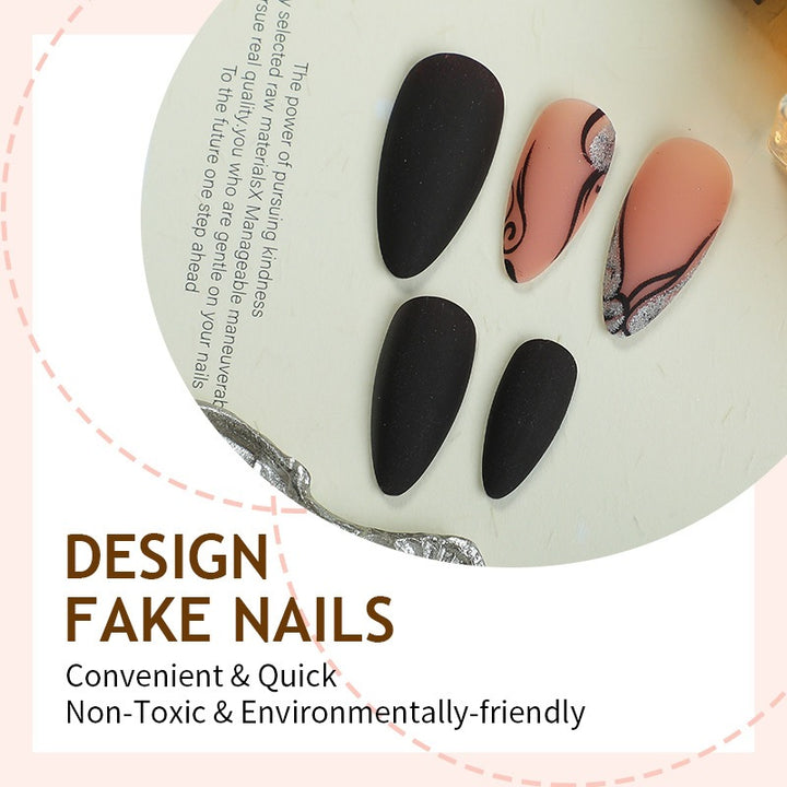 Creative nail art set with exquisite marbled designs and elegant accents Bowlift