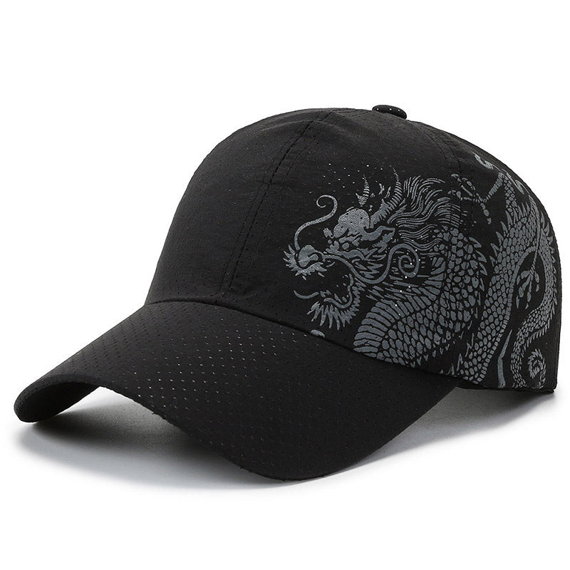 Men's Sports Cap with Dragon Pattern Bowlift