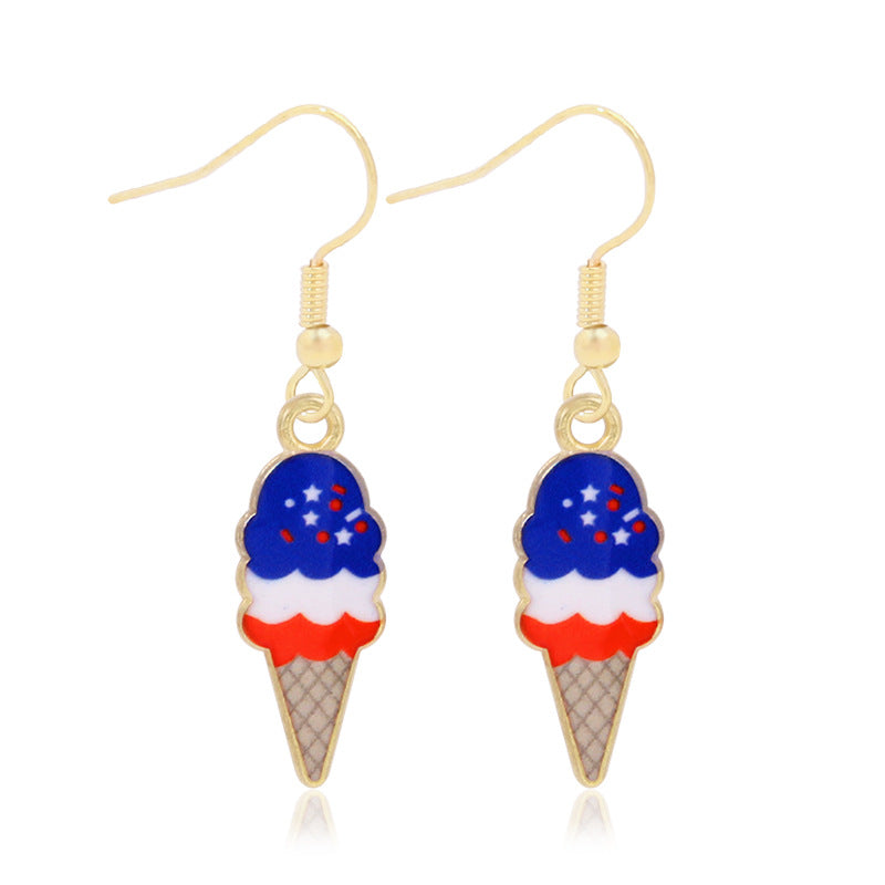 Women's lightweight star earrings with enamel flag design and fishhook Bowlift