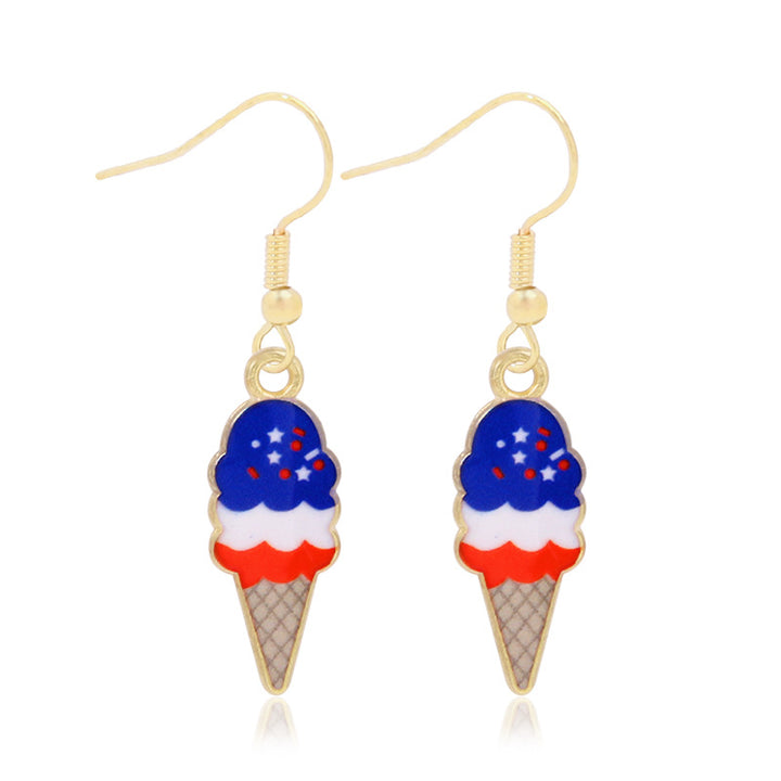 Women's lightweight star earrings with enamel flag design and fishhook Bowlift