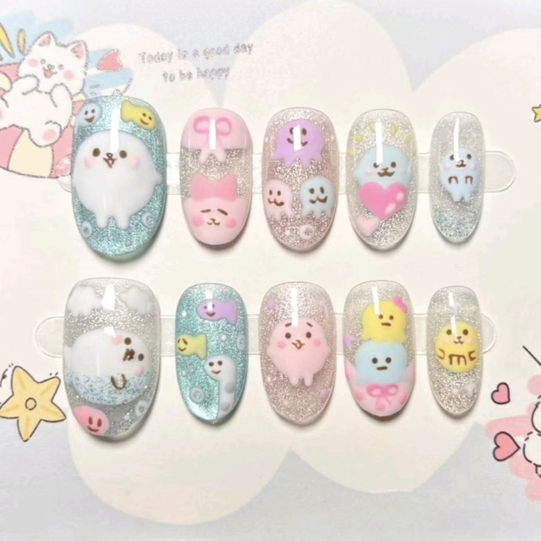 Creative Cartoon Press-On Nail Art Bowlift