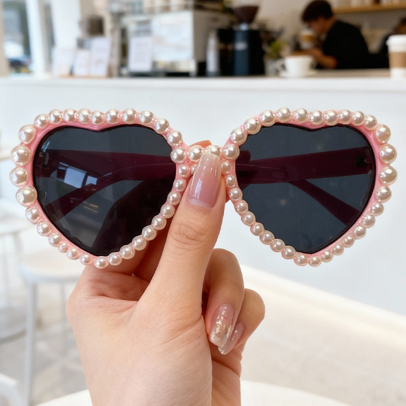 Heart-Shaped Rhinestone-Embellished Sunglasses Bowlift