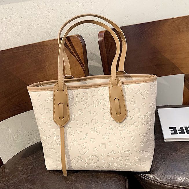 Embossed Pattern Shoulder Tote Bowlift