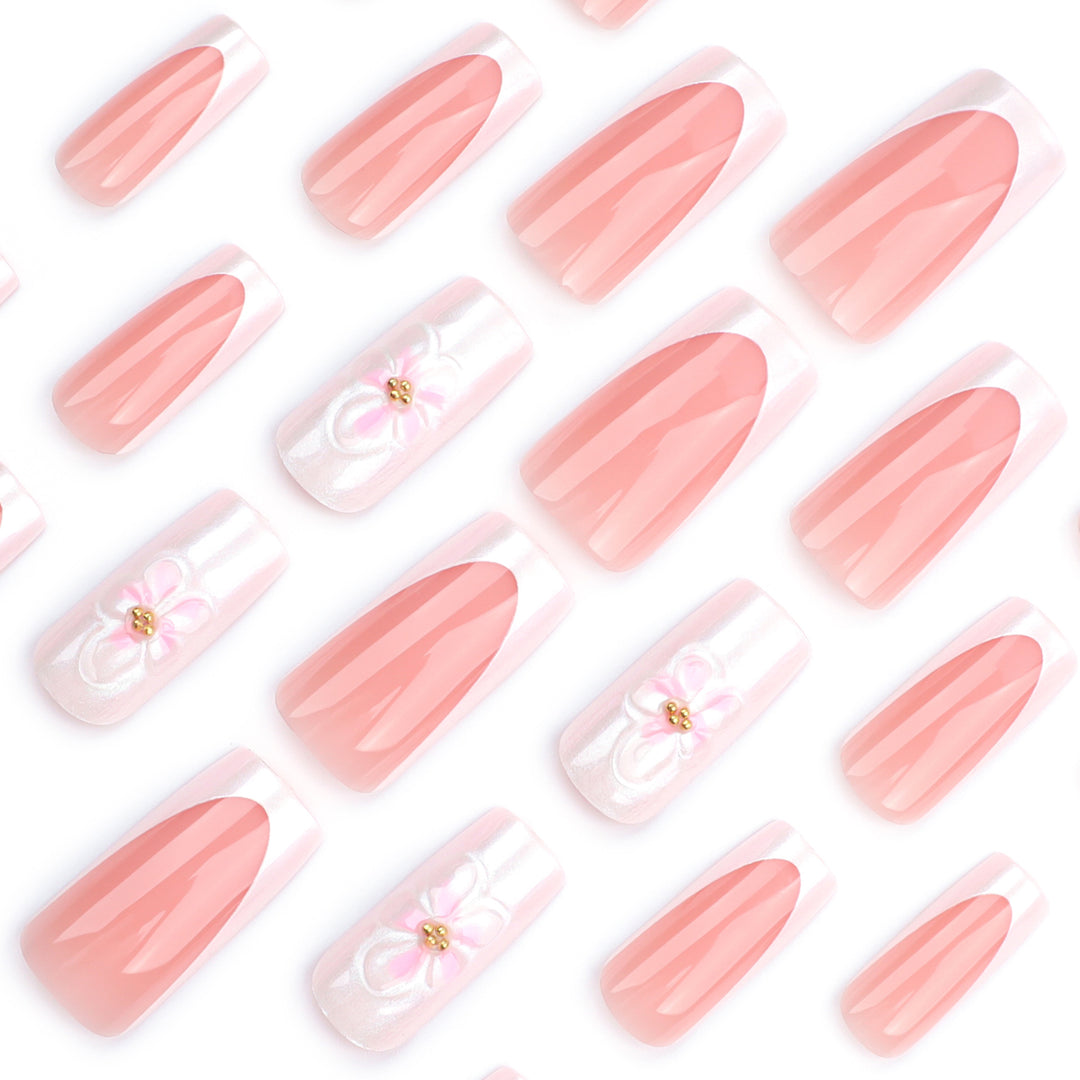 Artistic biodegradable nail extensions with floral accents Bowlift