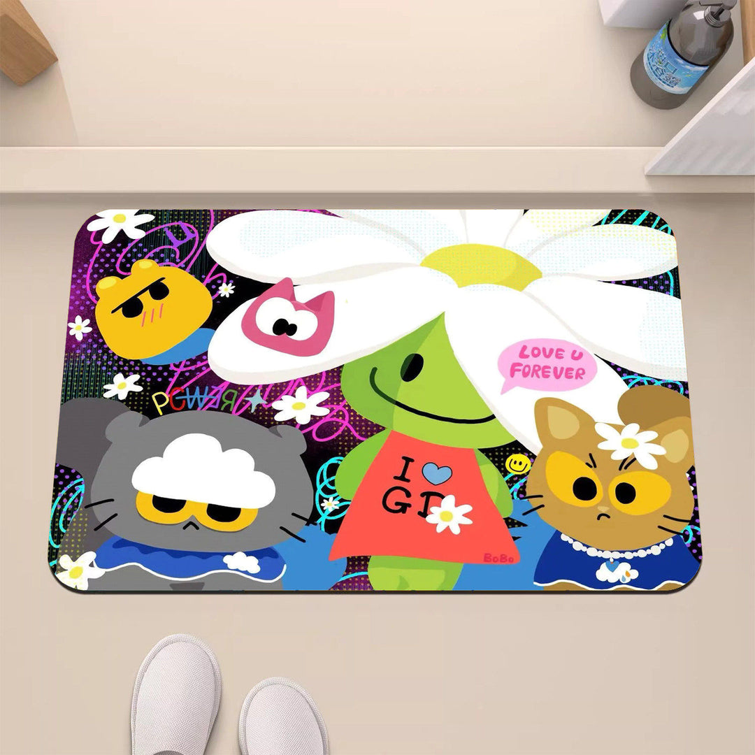 Playful Cartoon-Themed Decorative Mat