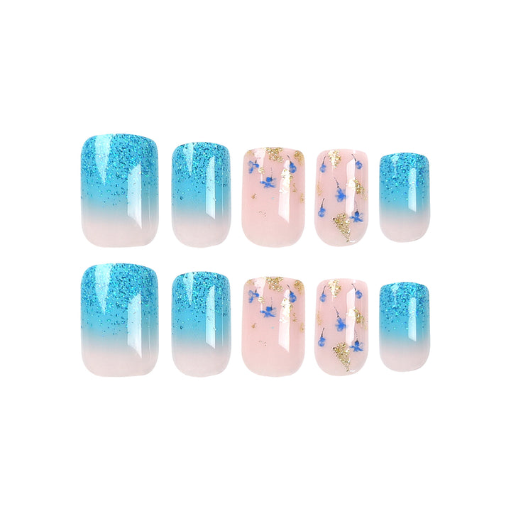 Artful acrylic nails with floral design and glitter effects Bowlift