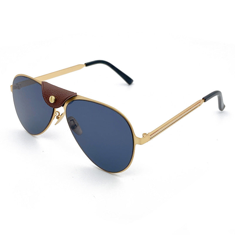 Retro Pilot Sunglasses with Blue Tinted Lenses Bowlift